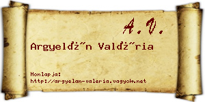 Argyelán Valéria névjegykártya